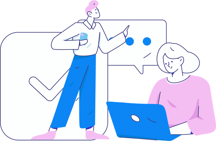 Businesswoman conducts online team meeting to discuss growth  Illustration