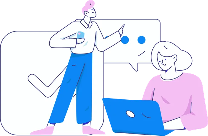 Businesswoman conducts online team meeting to discuss growth  Illustration