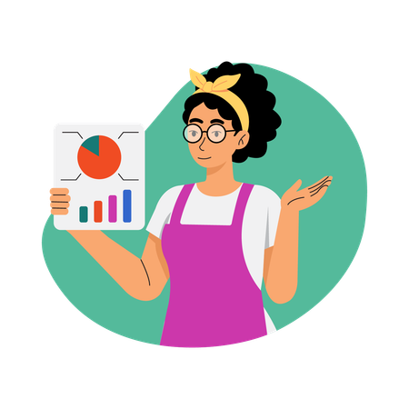 Businesswoman Confused About Data  Illustration
