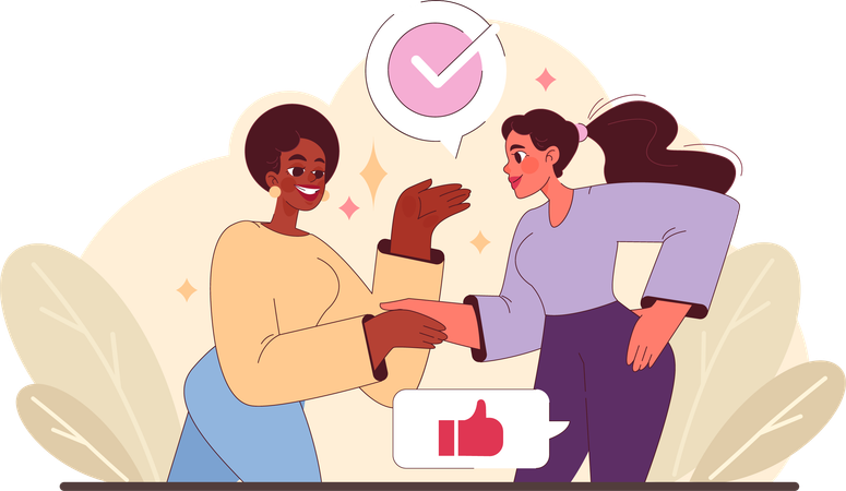 Businesswoman congratulates employee on her success  Illustration