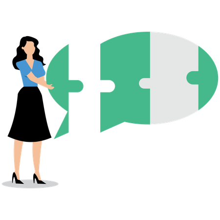 Businesswoman connecting communication gap  Illustration