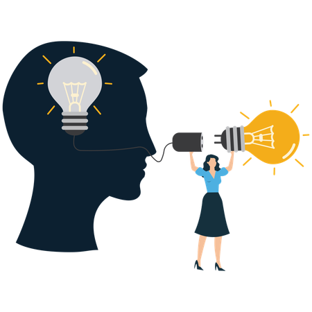 Businesswoman Connects with business idea  Illustration