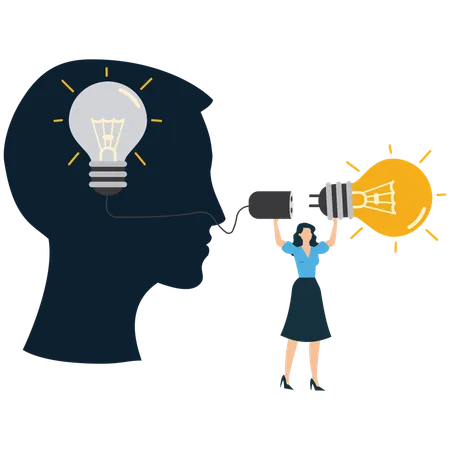 Businesswoman Connects with business idea  Illustration