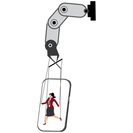 Businesswoman controlled by AI  Illustration