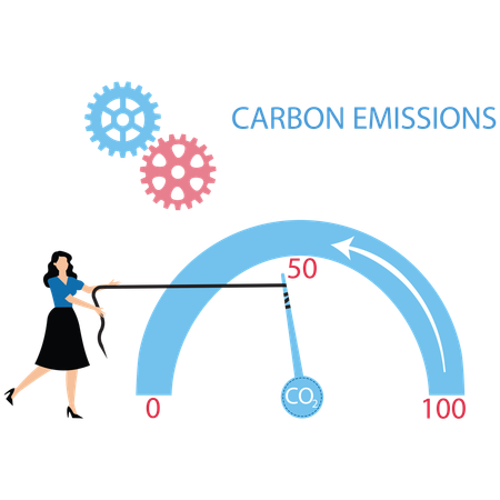 Businesswoman controlling co2 emission  Illustration