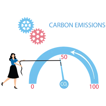 Businesswoman controlling co2 emission  Illustration