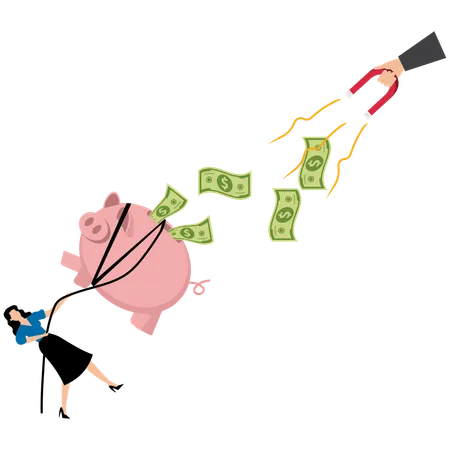 Businesswoman controlling monetary policy  Illustration