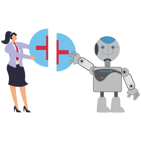 Businesswoman Coordination robot doctor  Illustration