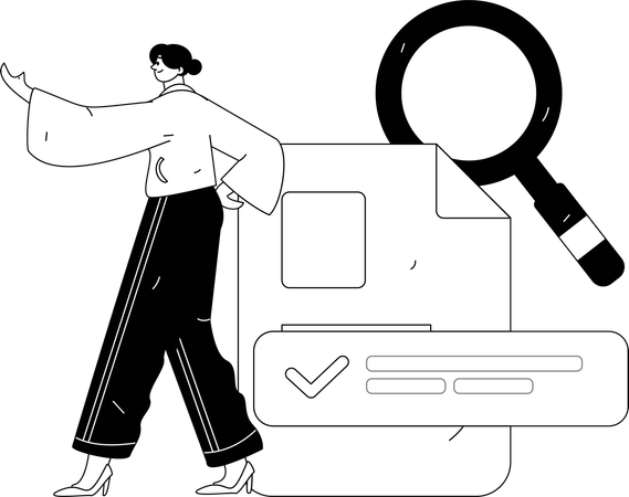 Businesswoman creates business report  Illustration