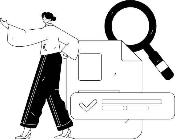 Businesswoman creates business report  Illustration