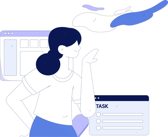 Businesswoman creates task list  Illustration