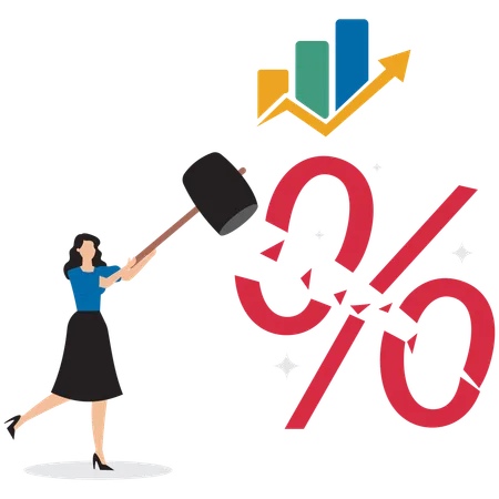 Businesswoman cut or reduce inflation by monetary policy  Illustration