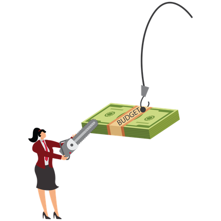 Businesswoman Cutting Budget  Illustration