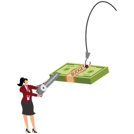 Businesswoman Cutting Budget  Illustration