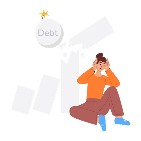 Businesswoman Debt Reduction  Illustration