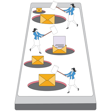 Businesswoman deleting business mail  Illustration