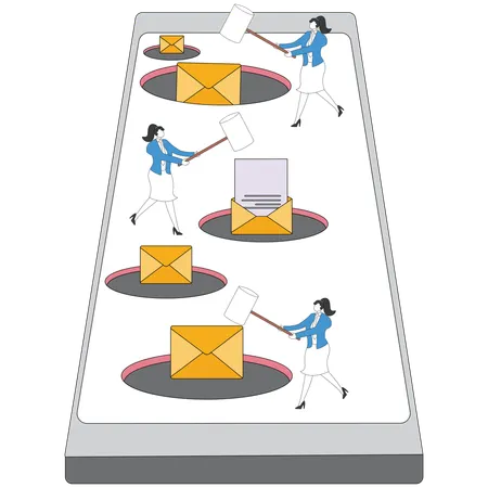 Businesswoman deleting business mail  Illustration