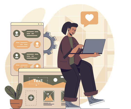 Businesswoman developing web application  Illustration