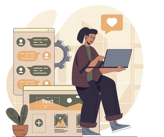 Businesswoman developing web application  Illustration