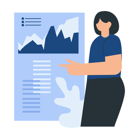 Businesswoman discussing business analysis  Illustration