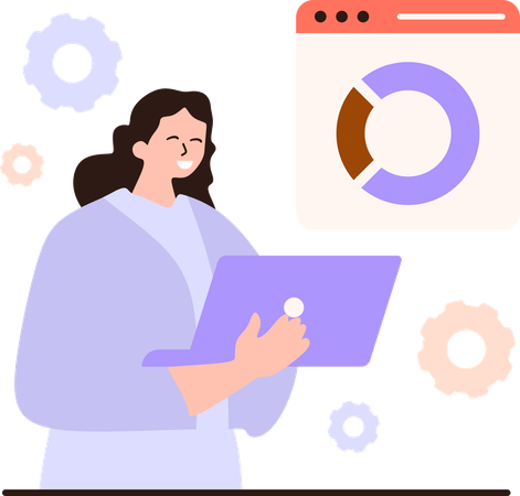 Businesswoman discussing business analytics page  Illustration