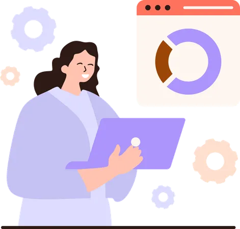 Businesswoman discussing business analytics page  Illustration