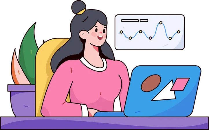 Businesswoman discussing investment planning  Illustration