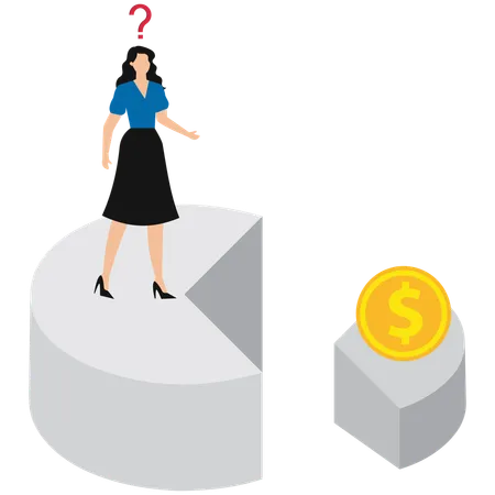 Businesswoman dividing business profit  Illustration