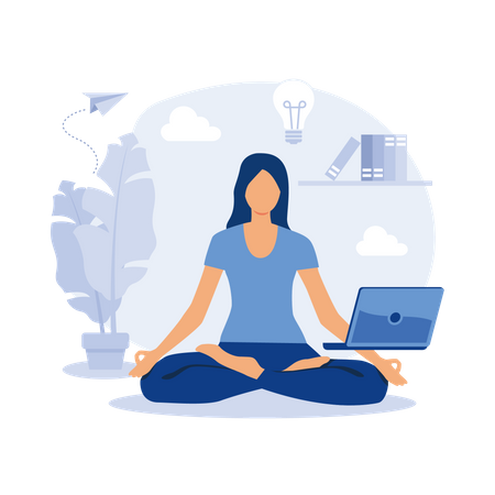 Businesswoman do meditation  Illustration