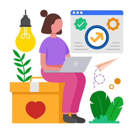 Businesswoman does Service Upgrade  Illustration