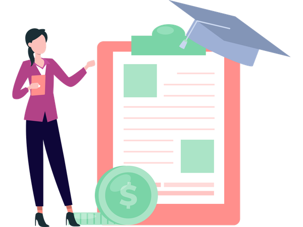 Businesswoman doing accounting  Illustration
