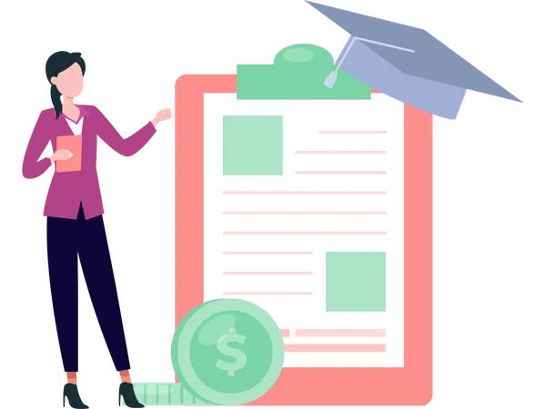 Businesswoman doing accounting  Illustration