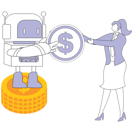 Businesswoman doing ai transaction  Illustration