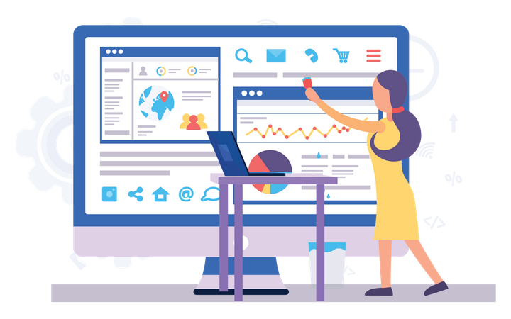 Businesswoman doing analysis  Illustration