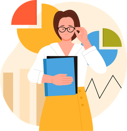 Businesswoman doing analysis  Illustration