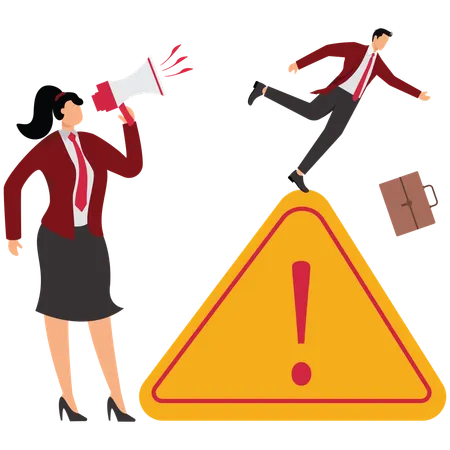 Businesswoman doing announcement of important messages  Illustration