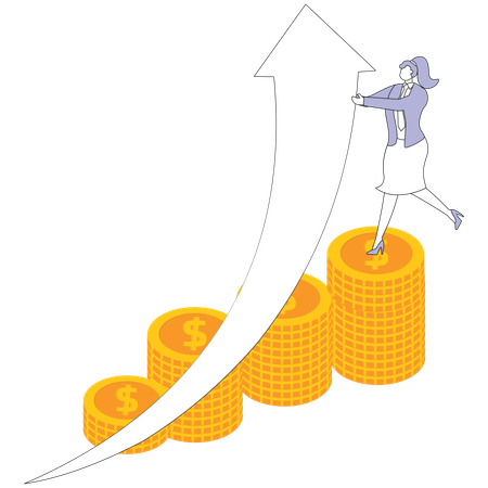 Businesswoman doing asset allocation  Illustration