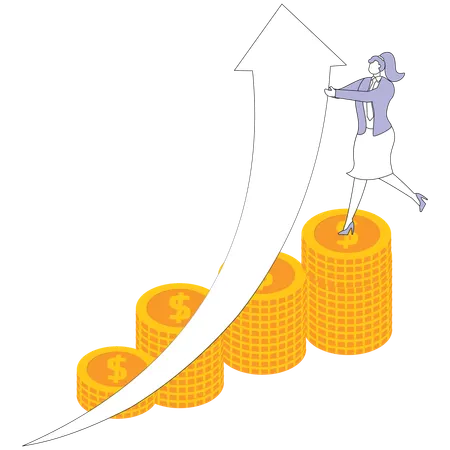 Businesswoman doing asset allocation  Illustration