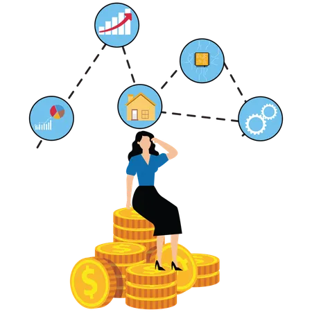 Businesswoman doing asset allocation  Illustration