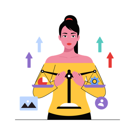 Businesswoman doing Balance SEO  Illustration