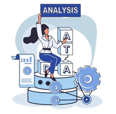 Businesswoman doing big data analysis  Illustration