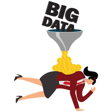 Businesswoman doing big data filtering  Illustration
