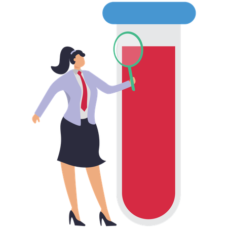 Businesswoman doing blood sample research  Illustration
