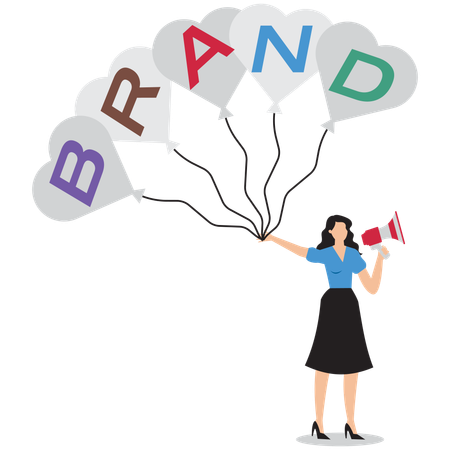 Businesswoman doing brand marketing  Illustration