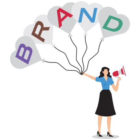 Businesswoman doing brand marketing  Illustration