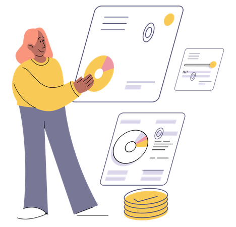 Businesswoman doing budget planning  Illustration