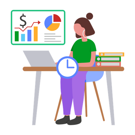 Businesswoman working on business Administration  Illustration