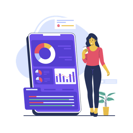 Businesswoman doing business analysis  Illustration