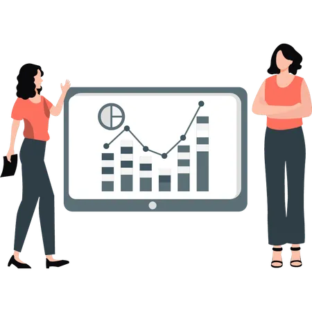 Businesswoman doing business analysis  Illustration