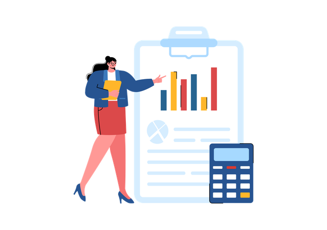 Businesswoman doing business audit  Illustration